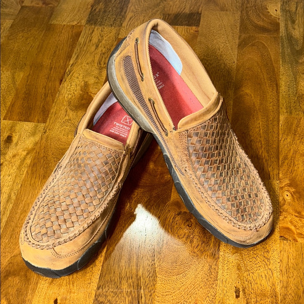 Twisted X  men’s Tan Woven Slip-On Loafers